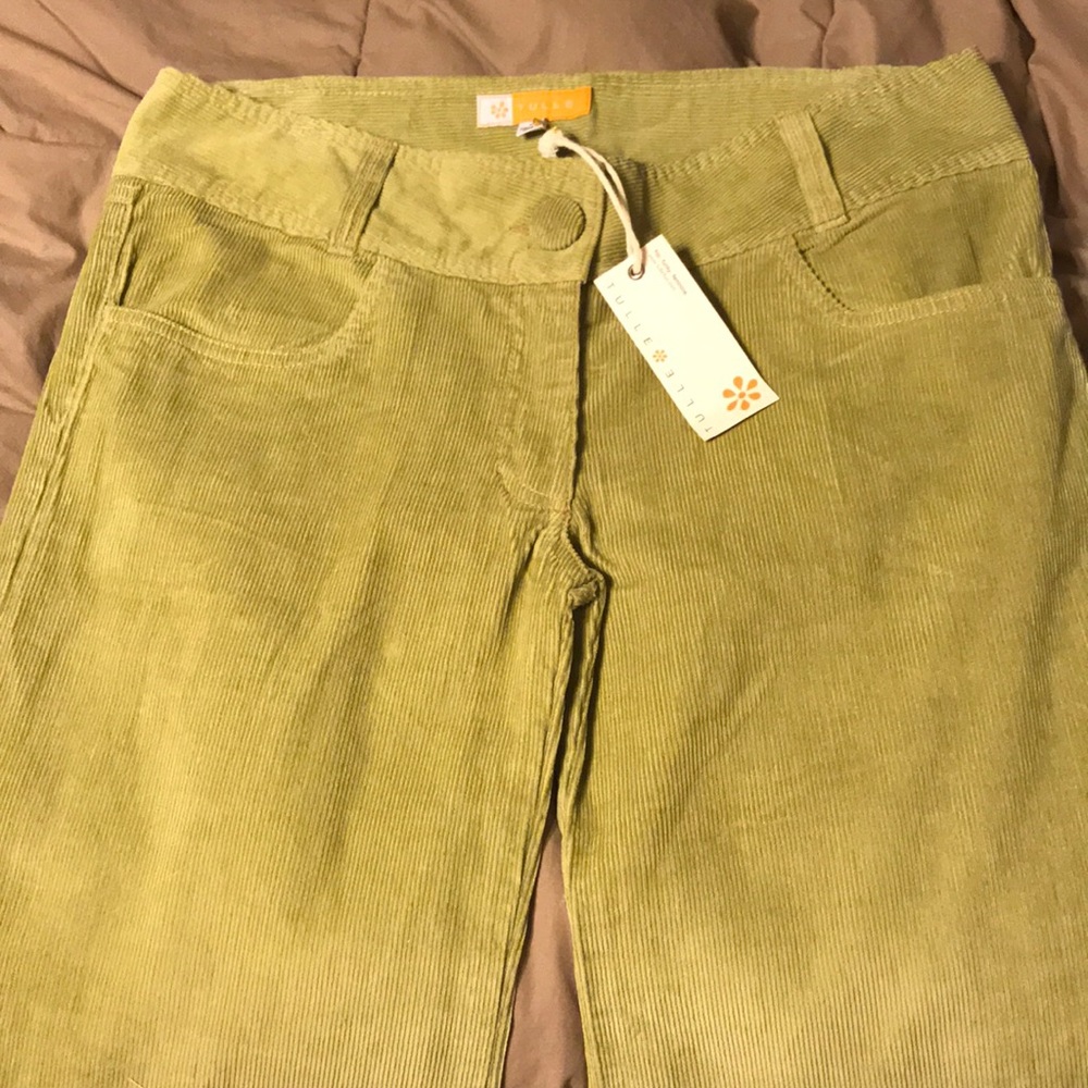 Funky and cool kiwi colored corduroy jeans